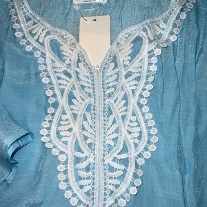 Light Blue Light Weight Gauzy Bathing Suit Cover Up,  Lg NWT